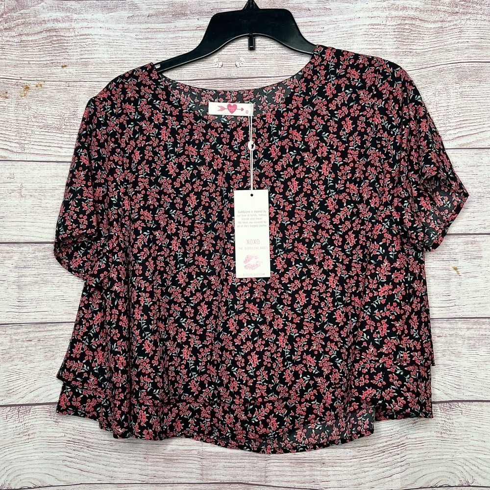 Buddy Love Joey Floral Blouse Short Sleeve Top New Size Medium - Picture 9 of 9